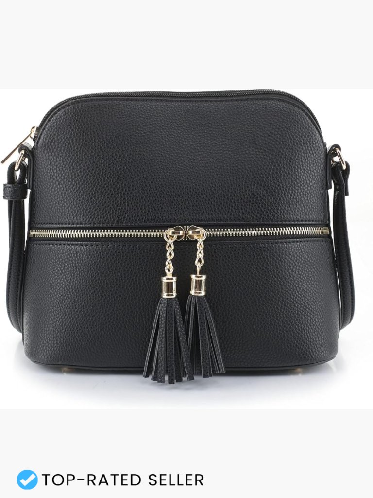 Lightweight Dome Crossbody Bag With Tassel Zipper Pocket Adjustable Strap